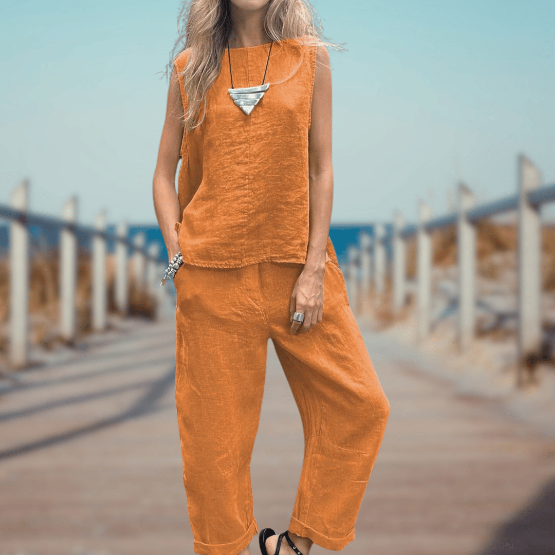 MADISON® | ELEGANTE COMPLETO ESTIVO DA DONNA BLUSA + PANTALONI