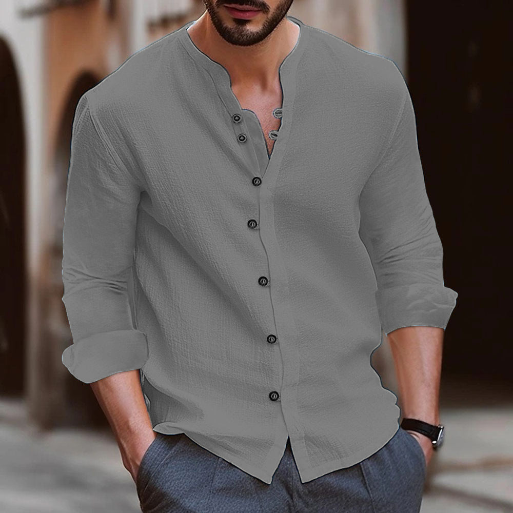 FRANCESCO® | CAMICIA DA UOMO ESTIVA CON SCOLLO ALLA COREANA